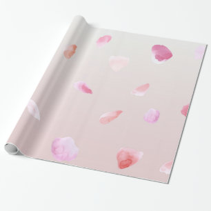 Romantic Pink Blush Rose Petal Floral Wrapping Paper