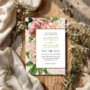Romantic Pink Bouquets Rustic Chic QR Code Wedding Invitation