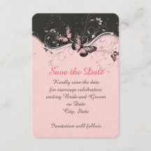 Romantic Pink Butterfly Swirls Save the date