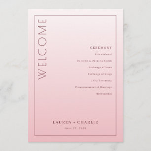Romantic Pink Ceremony Schedule Program