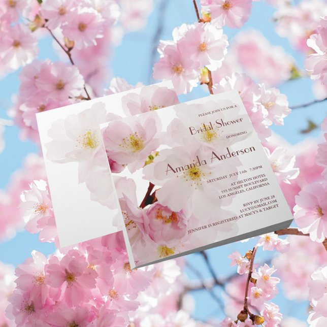 Romantic Pink Cherry Blossoms Bridal Shower Invitation (Creator Uploaded)