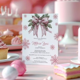 Romantic Pink Christmas Bridal Shower Invitation