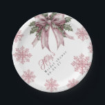 Romantic Pink Christmas Bridal Shower Paper Plate<br><div class="desc">Celebrate the joyous occasion of a bridal shower with our beautifully designed pink Christmas paper plates. Perfectly crafted for festive gatherings, these plates feature charming holiday motifs that add a touch of elegance to your table setting. Whether you're serving sweet treats or savory delights, these sturdy plates are ideal for...</div>