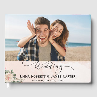 Romantic Pink Cream Floral Wedding Guest Book