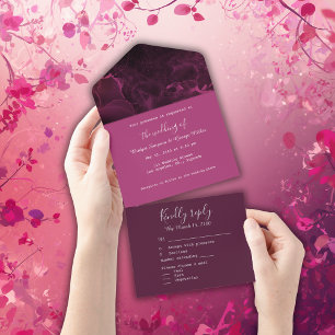 romantic pink elegant marble  all in one invitation