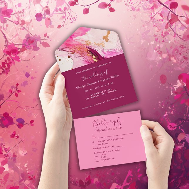 romantic pink elegant marble  all in one invitation (Creator Uploaded)