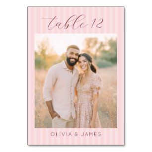Romantic Pink Elegant Photo Table Number
