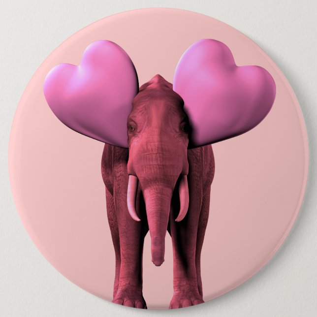 Romantic Pink Elephant 6 Cm Round Badge (Front)