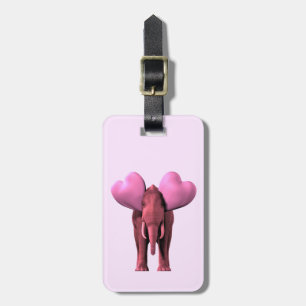 Romantic Pink Elephant Luggage Tag