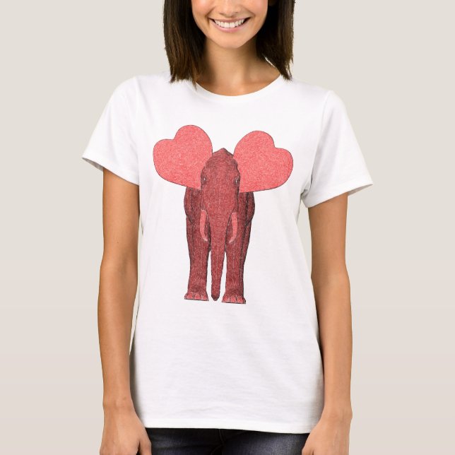 Romantic Pink Elephant T-Shirt (Front)