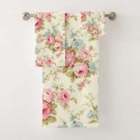 Romantic Pink English Roses on Pale Yellow