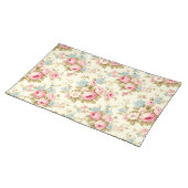 Romantic Pink English Roses on Pale Yellow Placemat (On Table)