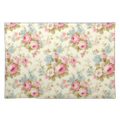 Romantic Pink English Roses on Pale Yellow Placemat (Front)