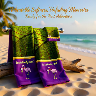 Romantic Pink Flamingos with gold foil leaf Bath Towel Set