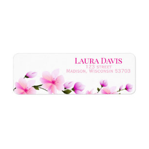 Romantic Pink Floral Address Sticker