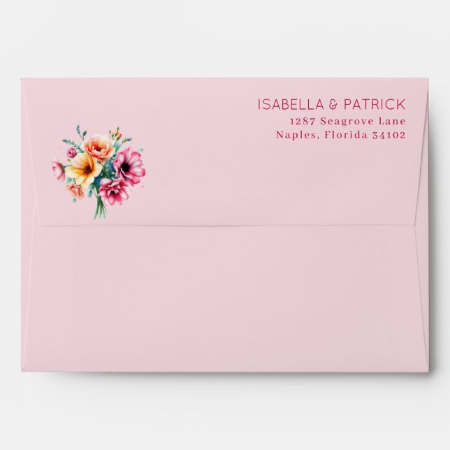 Romantic Pink Floral Arrangment Envelope (Back (Top Flap))