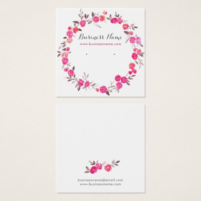 Romantic Pink Floral Background Earring Cards (Front & Back)