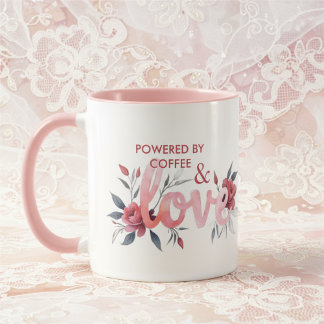 Romantic Pink Floral Botanical Love Coffee Mug