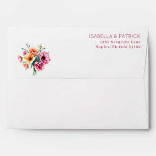 Romantic Pink Floral Bouquet Envelope