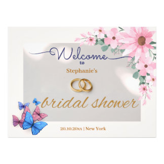 romantic pink floral bridal shower welcome poster