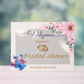 romantic pink floral bridal shower welcome poster