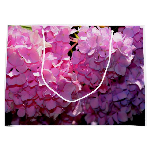 Romantic pink floral elegant hydrangeas  large gift bag (Front)
