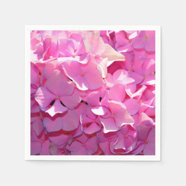 Romantic pink floral elegant hydrangeas  napkin (Front)