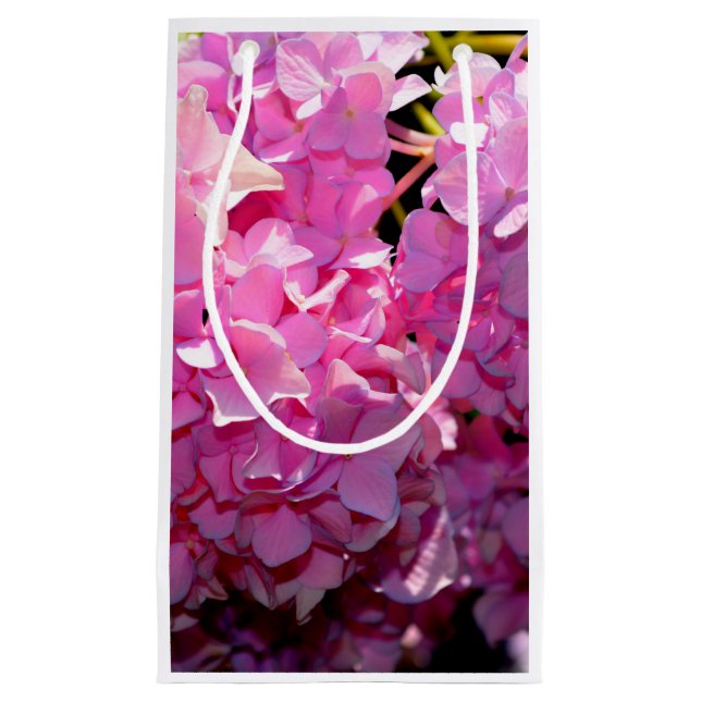 Romantic pink floral elegant hydrangeas  small gift bag (Front)