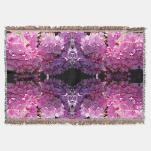 Romantic pink floral elegant hydrangeas  throw blanket