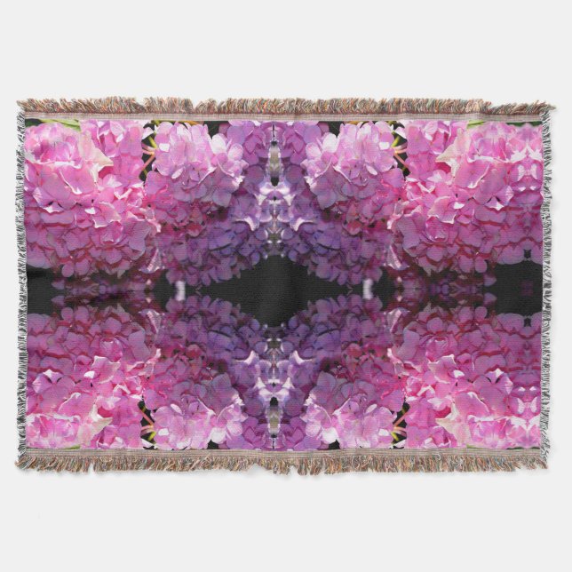 Romantic pink floral elegant hydrangeas  throw blanket (Front)