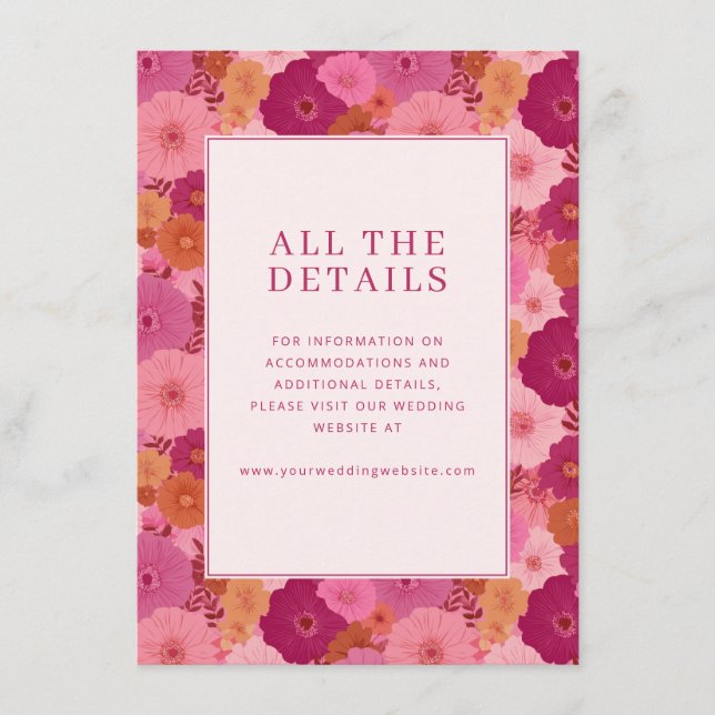 Romantic Pink Floral Enclosure Card (Front)