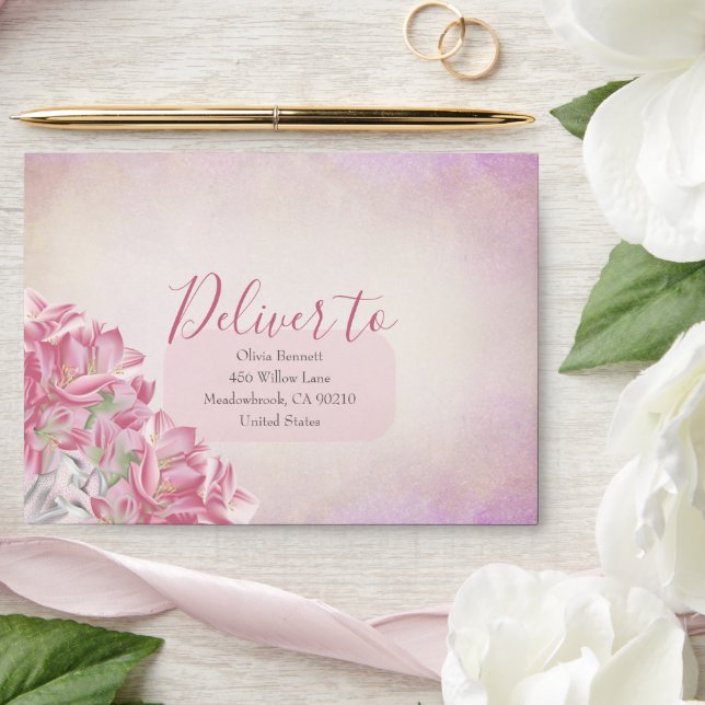 Romantic Pink Floral Envelope (Wedding)