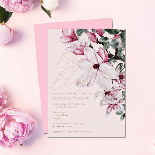 Romantic Pink Floral Girl Rose Gold Baby Shower