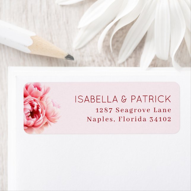 Romantic Pink Floral Illustration Return Address Label (Insitu)
