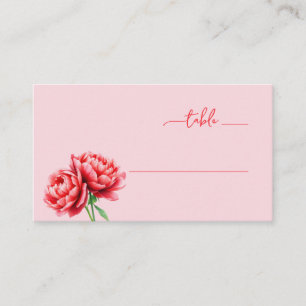 Romantic Pink Floral Peony Place Card