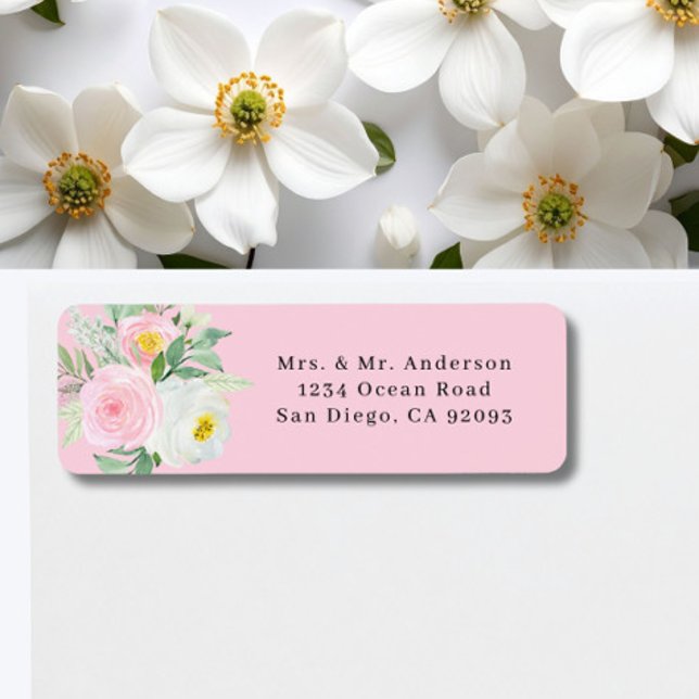 Romantic Pink Floral Return Address Label (Creator Uploaded)