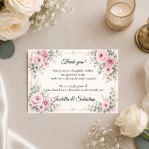 Romantic Pink Floral Thank You Card