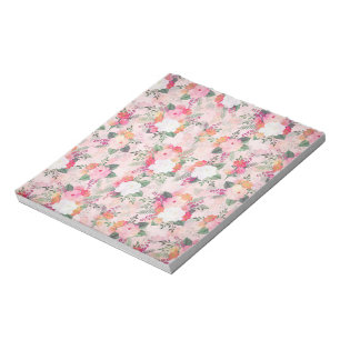 Romantic Pink Floral Watercolor Painting Notepad