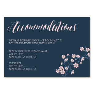 Romantic Pink Floral Wedding Accommodation Cards