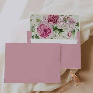 Romantic Pink Floral Wedding Envelope