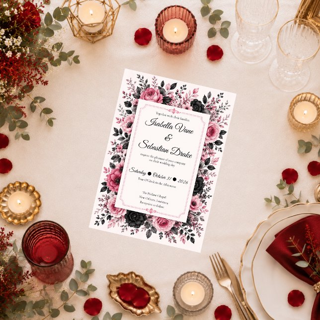 Romantic Pink Floral Wedding Invitation (Creator Uploaded)