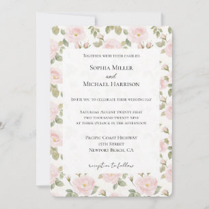 Romantic Pink Floral Wedding Invitation