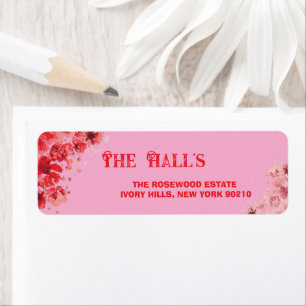 Romantic Pink Floral Wedding Return Address Label