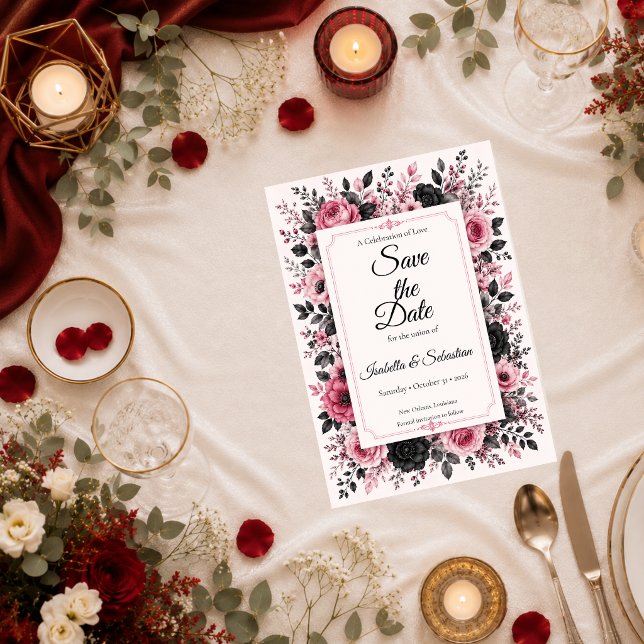 Romantic Pink Floral Wedding Save The Date (Creator Uploaded)
