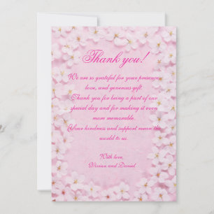 Romantic Pink Floral Wedding Thank You Card
