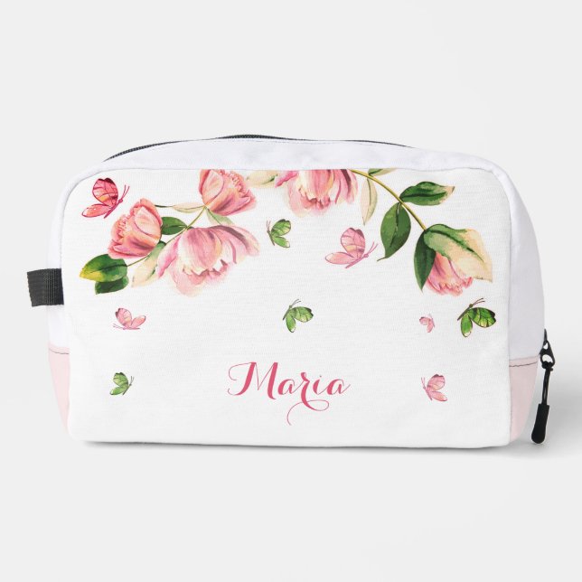 Romantic pink flowers greenery   Accessory Pouch (Front)