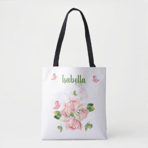 Romantic pink flowers greenery Tote Bag