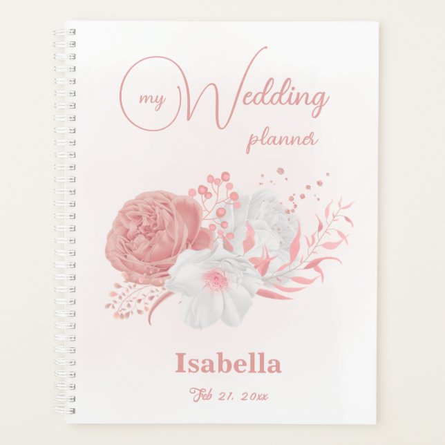 romantic pink flowers wedding  planner (Front)