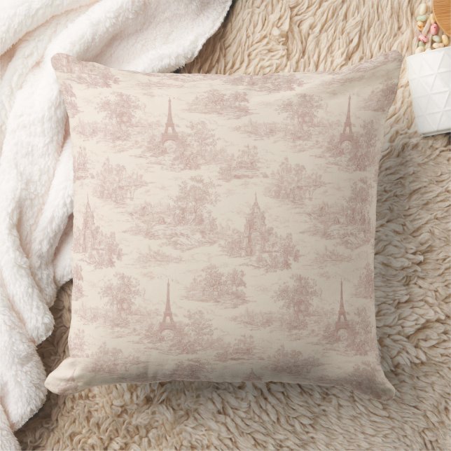 Romantic Pink French Toile Countryside Pattern (1) Cushion (Blanket)