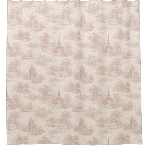 Romantic Pink French Toile Countryside Pattern (1) Shower Curtain